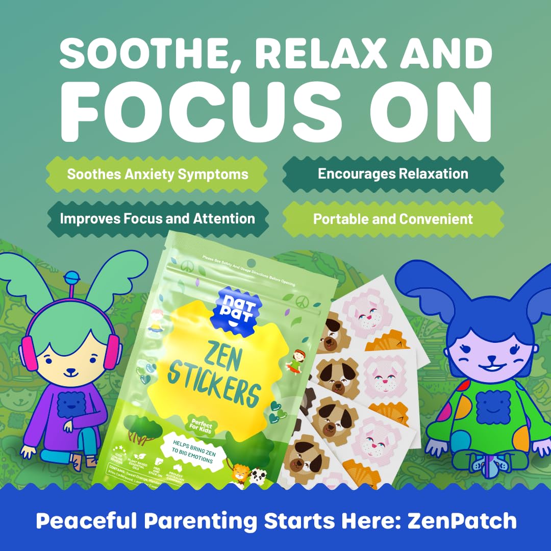 NATPAT Zen Patch Mood Calming Stickers for Kids and Adults - Chemical and Drug Free, Mood Support for Relaxation, Calm and Emotion Regulation - BuzzPatch Natural Patch (24 Pack)