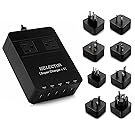 ISELECTOR USB Travel Power Strip with 8 International Adapters,5-Port 40W USB Charging Station with 2-Outlet Surge Protector