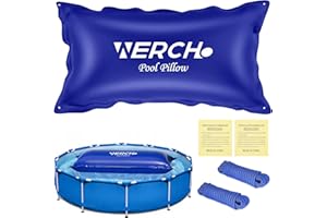 WERCHO Pool Pillow for Above Ground Pool, 4 x 8 FT Ultra Thick Pool Pillow with PVC Material 0.5mm Thick Cold-Resistant Winter Pool Pillow for Above Ground Pools and Winterizing （2x16ft Rope）