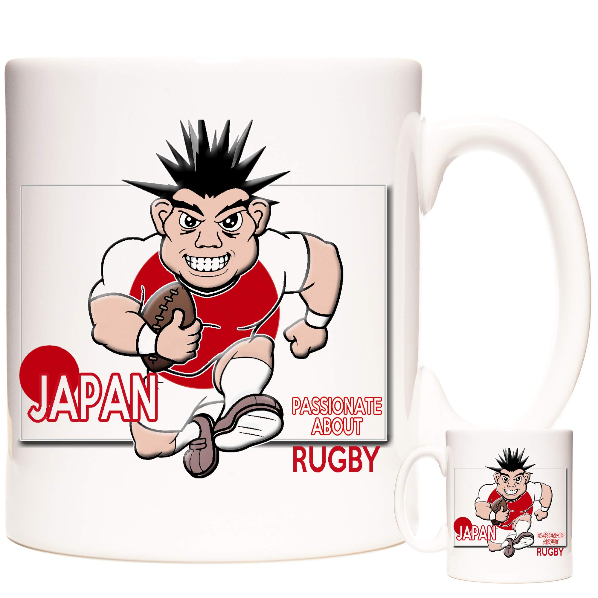 Japan Ruby Mug. Japan Passionate about Rugby. Fantastic gift mug for fans of World Cup Rugby. 11oz ceramic gift mug for fans of japanese Rugby.