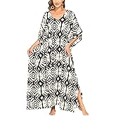 FPINGZI Kaftan Dresses for Women V-Neck Boho Plus Size Caftan for Beach Bathing Suit Cover Up for Moomoo Dresses for Women