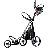 PRECISE Cruiser 3-Wheel Golf Push Cart with Stabilizer Rods & Foot Brake – Lightweight Folding Golf Trolley with Ergonomic Handle, Detachable Storage Bag & Scorecard Holder