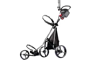 PRECISE Cruiser 3-Wheel Golf Push Cart with Stabilizer Rods, Ergonomic Handle & Step-On Brake | Golf Bag Cart with Detachable Storage Bag, Scorecard Holder, Lightweight Foldable Frame