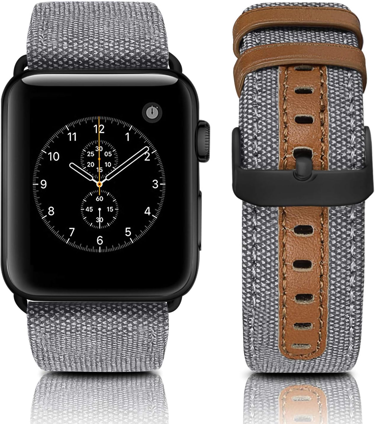 Compatible with Apple Watch Bands 45mm 41mm 38mm 40mm 42mm 44mm, Canvas Fabric Replacement Wristband Compatible with Apple Watch SE Series 7 6 5 4 3 2 1 Men Women