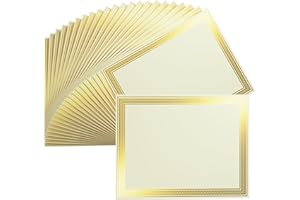 APPRABBR 25 Count Certificate Paper 8.5 x 11 for Printing,Blank Gold Foil Border,Award Certificate Paper for Business,Graduation Diploma,School and Achievement (Ivory)