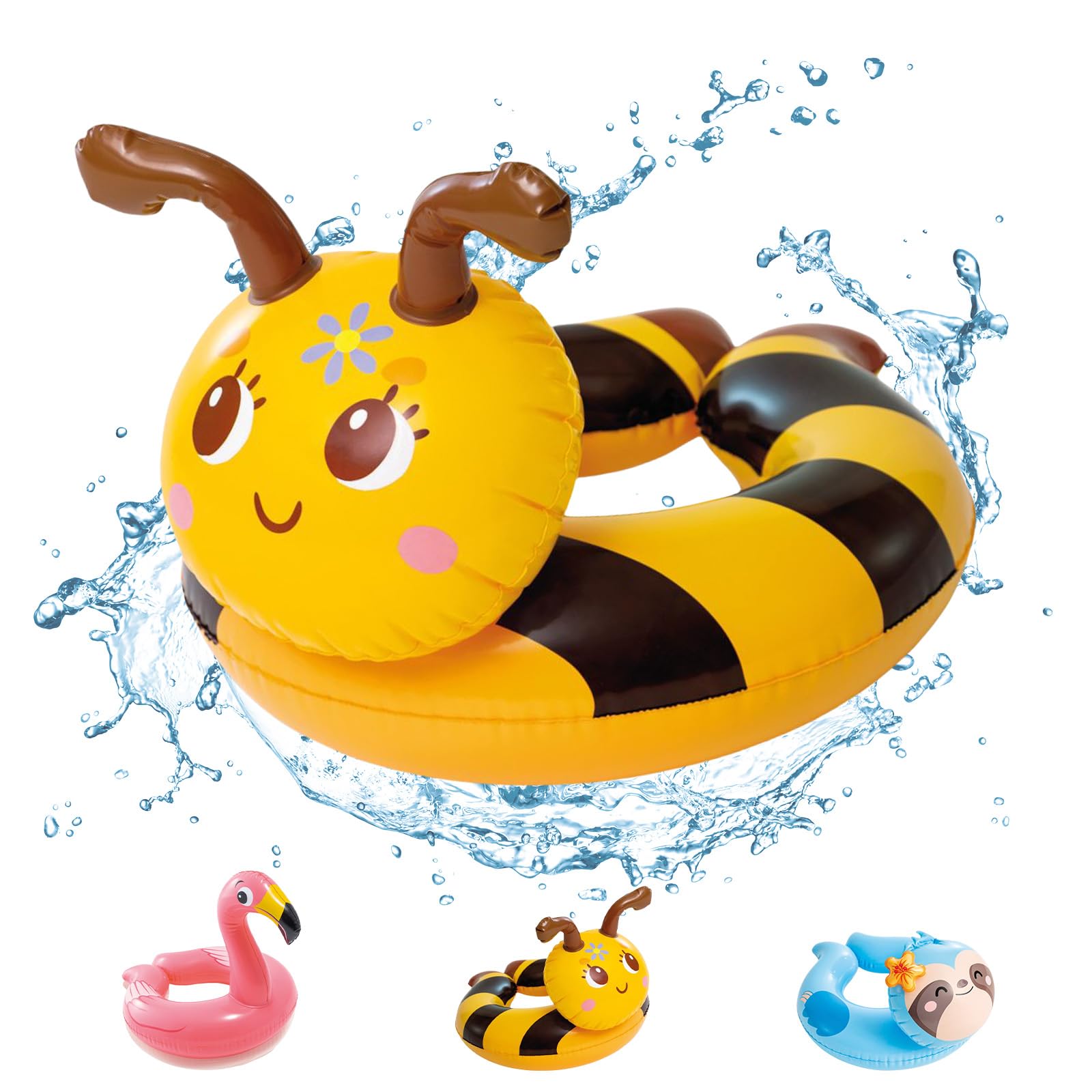 POPOYU Pool Inflatables Pool Floats,Inflatable Swimming Rings for Adults Kids,Pool Tubes Swimming Pool Toys Rubber Ring for Swimming Pool Beach Party Decorations,Kids Summer Gifts(55cm Bee)
