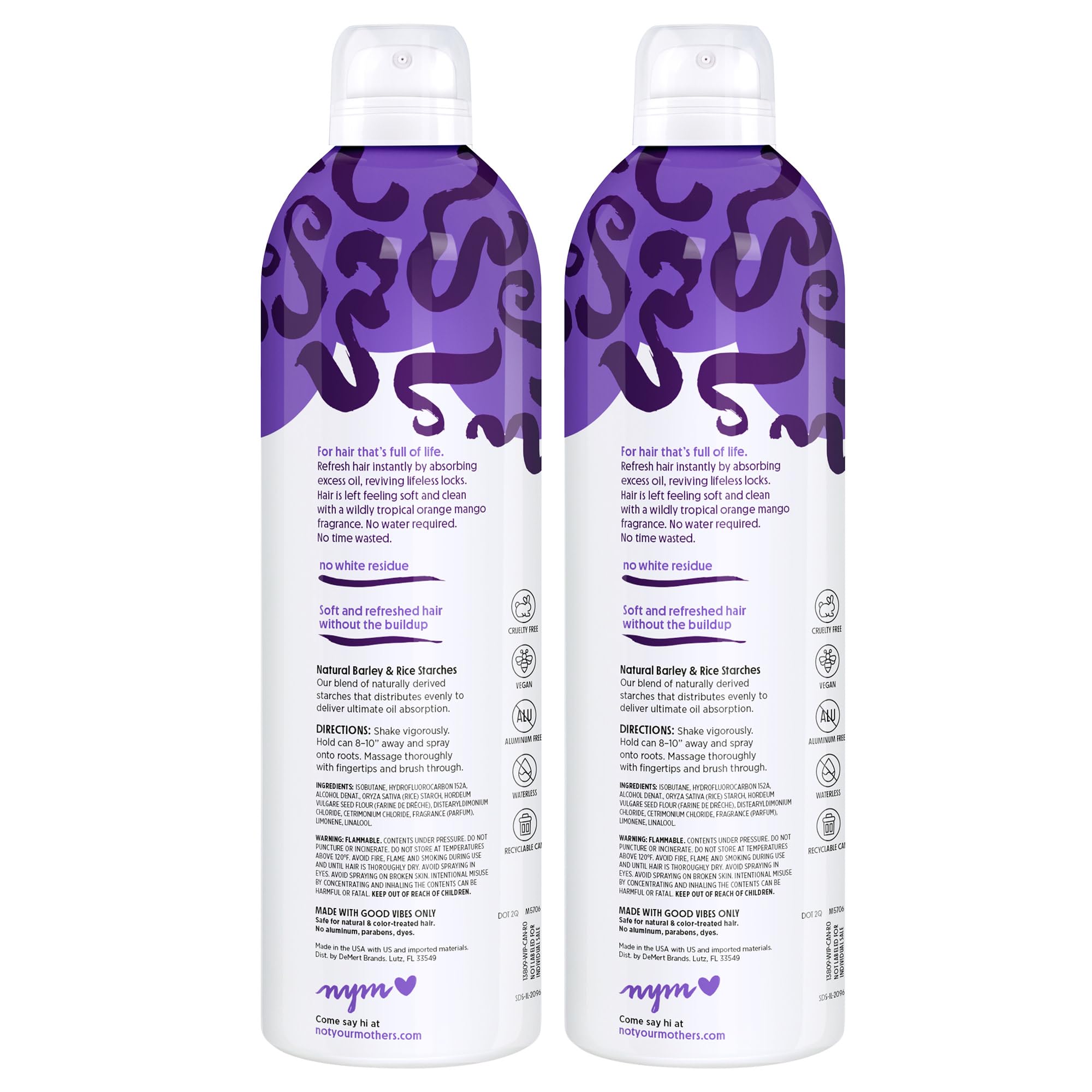 Not Your Mother's Plump for Joy Jumbo Dry Shampoo (2-Pack) - 12 oz - Dry Shampoo for Ultimate Hair Oil Absorption - For All Hair Types