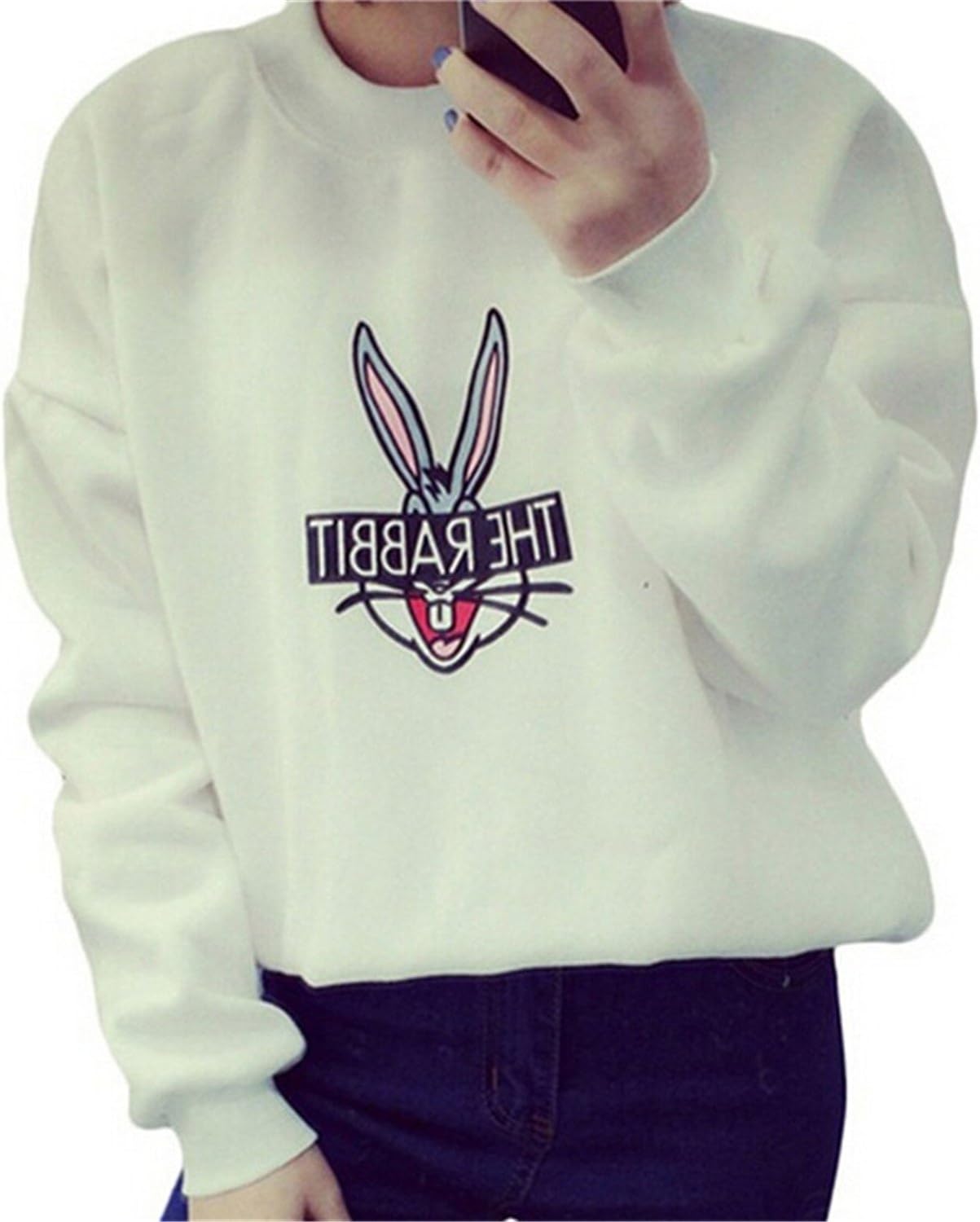 New Autumn Winter Women Fashion Cute Cartoon Bugs Bunny Printed Sweatshirts