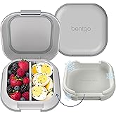 Bentgo Chill Mini Leak-Proof Lunch Box – Built-In Ice Pack Keeps Food Cold, 2.7-Cup Capacity for Snacks or a Sandwich, 3 or 4 Compartments, PFAS & BPA-Free, Ideal for Adults & Kids 3+ (Crisp Grays)