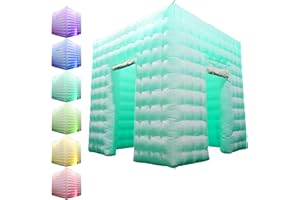 SEWINFLA 2 Door Inflatable Photo Booth, 8.2ftx8.2ft Portable 16 Colors Dimmable Shooting Inflatable Photo Booth Enclosure with Blower, for Wedding Party Events Birthday Bars (White)