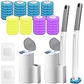 2 Pack Disposable Toilet Brush and Holder Set, Disposable Toilet Cleaning System Extended Handle with 48 Toilet Wand Refills, Toilet Brush for Toilet Bowl Cleaners, Bathroom Cleaning, Bathtub