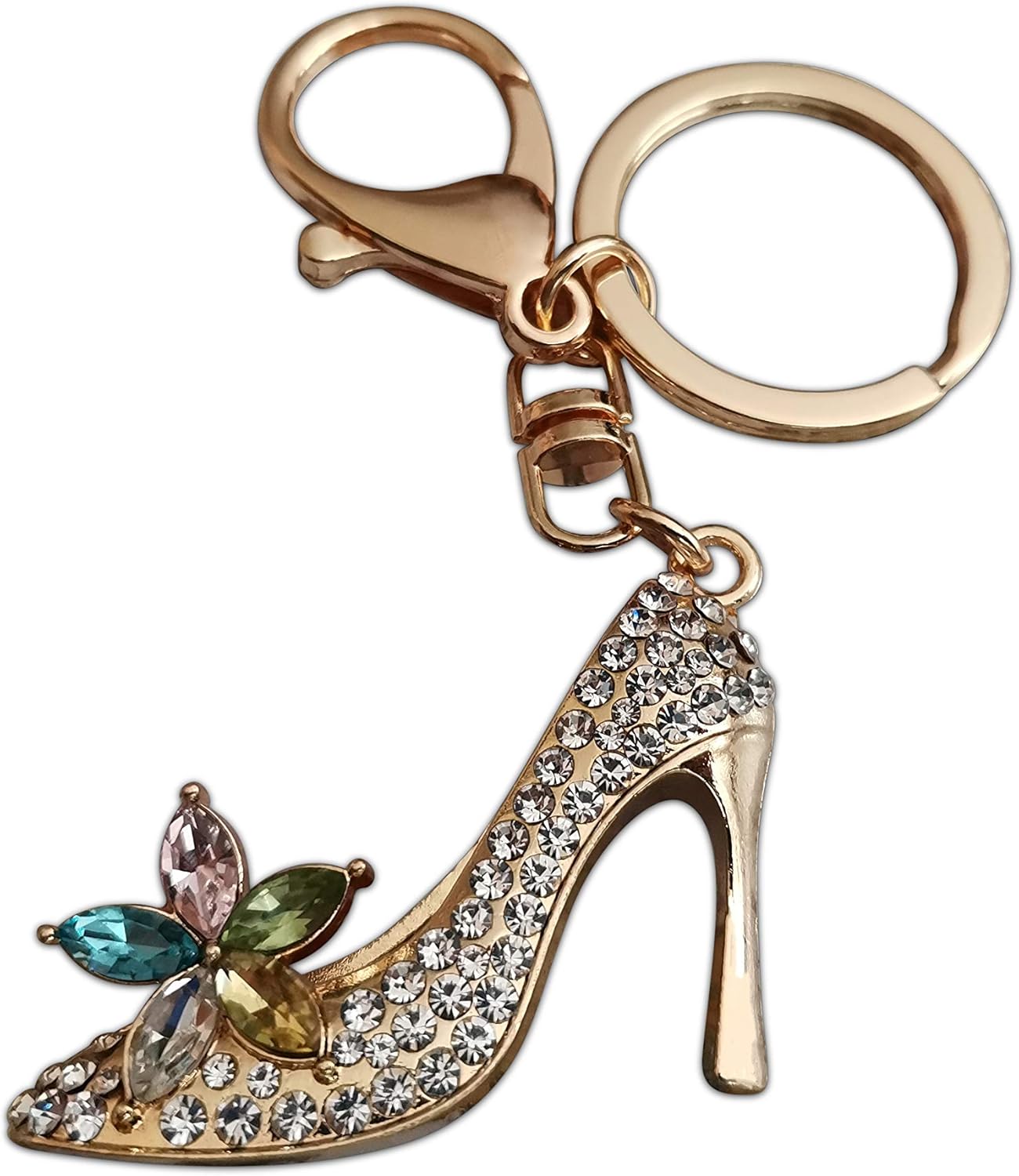 Eillwin High Heel Woman Shoes Keychain & Handbag Keyring fashion beautiful gift for her, White & Silver