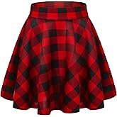 EXCHIC Women's Stretchy Waist Pleated Mini Skater Skirt Casual Flared Outfit Skirts for Women