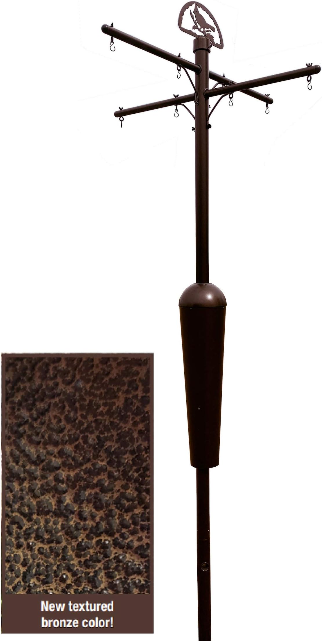 Squirrel Stopper Bronze Deluxe Squirrel Proof Pole System with Baffle - Ultimate Bird Feeder Garden Pole - Holds up to 8 Bird Feeders, Bird Houses, Windchimes and More