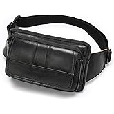 Fanny Pack for Men and Women, Leather Sling Waist Bag for Hiking Running Travel - Durable Cowhide Leather