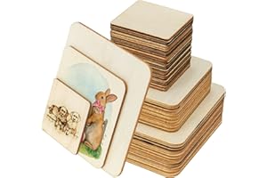 Meetory 42 Piece Unfinished Blank Wood Square,3 Different Size Wood Square Slices Cutouts for DIY Arts Craft Project, Pyrography Art, Painting Writing and Decoration(3 Sizes, 2", 3", 4")