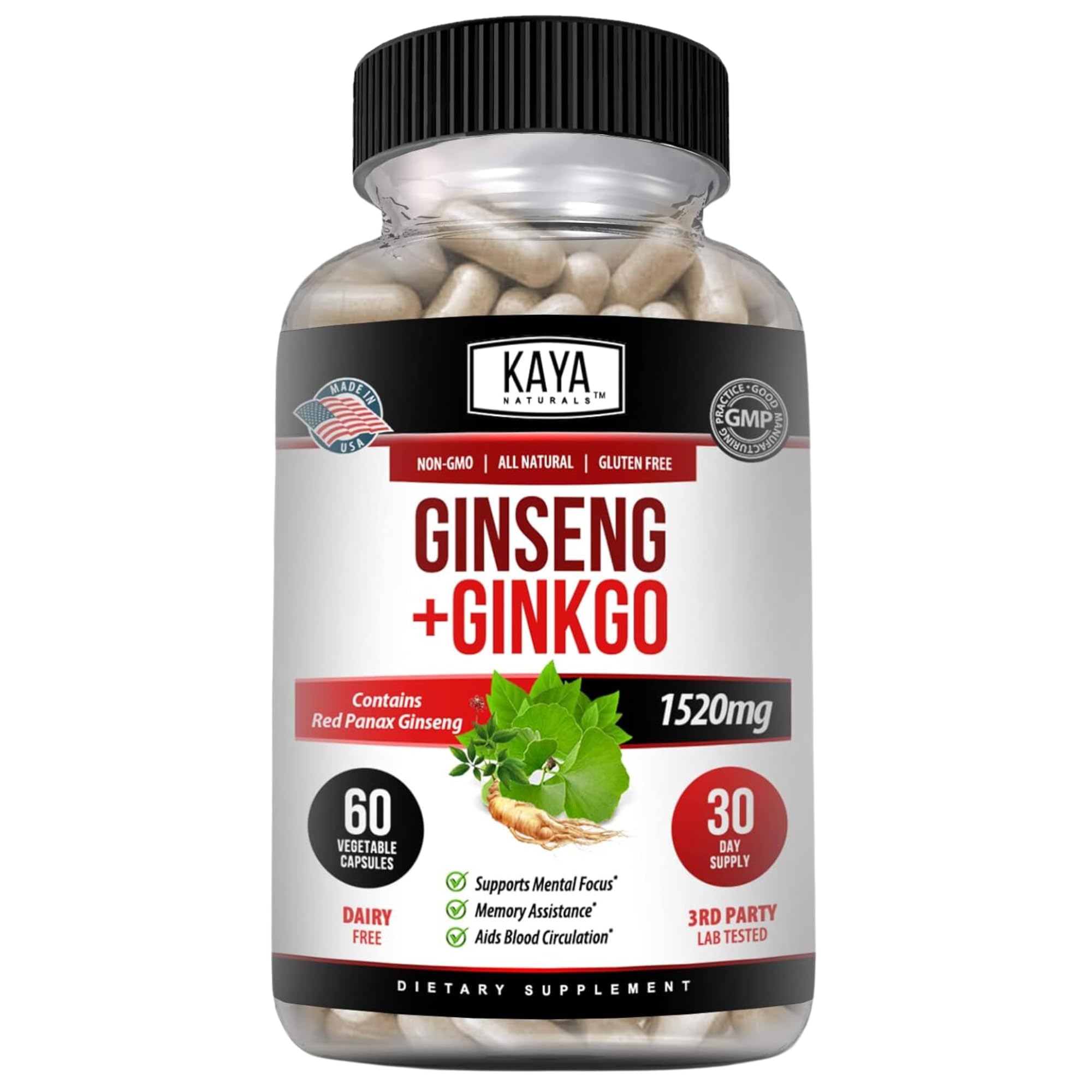 Mua Kaya Naturals Red Panax Ginseng + Ginkgo Biloba Nootropic Brain