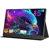 AYY Portable Monitor 15 Inch 1080P FHD 100% sRGB, USB-C HDMI External Display, HDR IPS Ultra-Slim Second Screen for Laptop PC Mac Phone PS5/4 Xbox Switch, Bulit-in Speakers, with Smart Cover