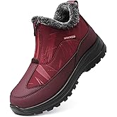 TEMOFON Winter Snow Boots for Women: Waterproof Warm Fur Lined Walking Outdoor Ankle Booties Slip on Snow Shoes Size 5-12