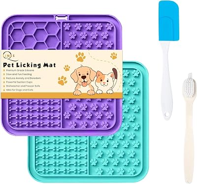 Q Lines Licky Mats for Dogs Pack of 2 with Strong Suction - Slow Feeder Kit