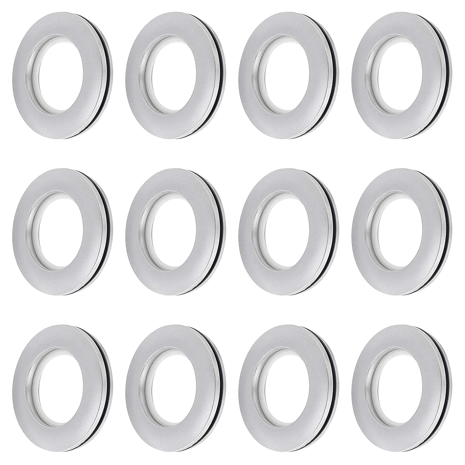 INCREWAY 16Pcs Curtain Grommets, 4.2cm Inner Diameter ABS Plastic Low Noise Roman Ring Curtain DIY Eyelet Rings Sewing Top Grommets (Silver)