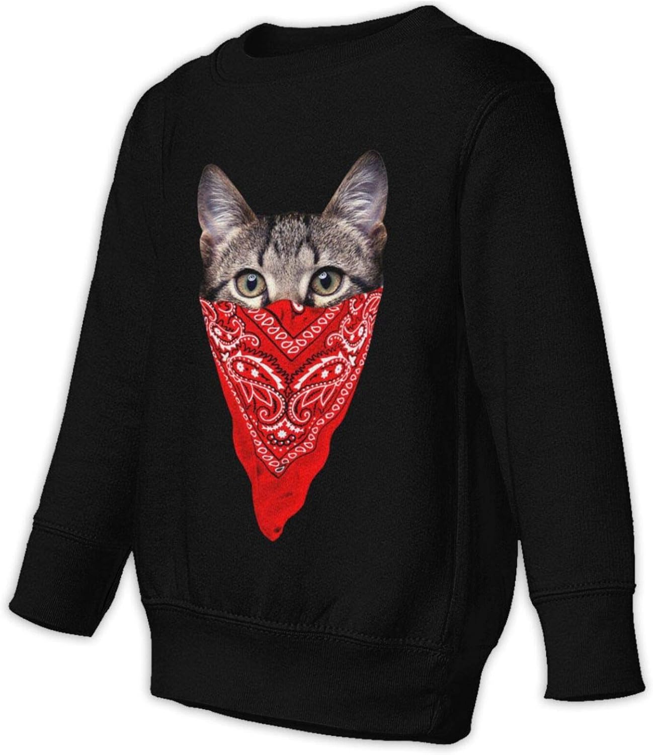 Red Bandana Cat Children Crew Neck Long Sleeve Hoodie