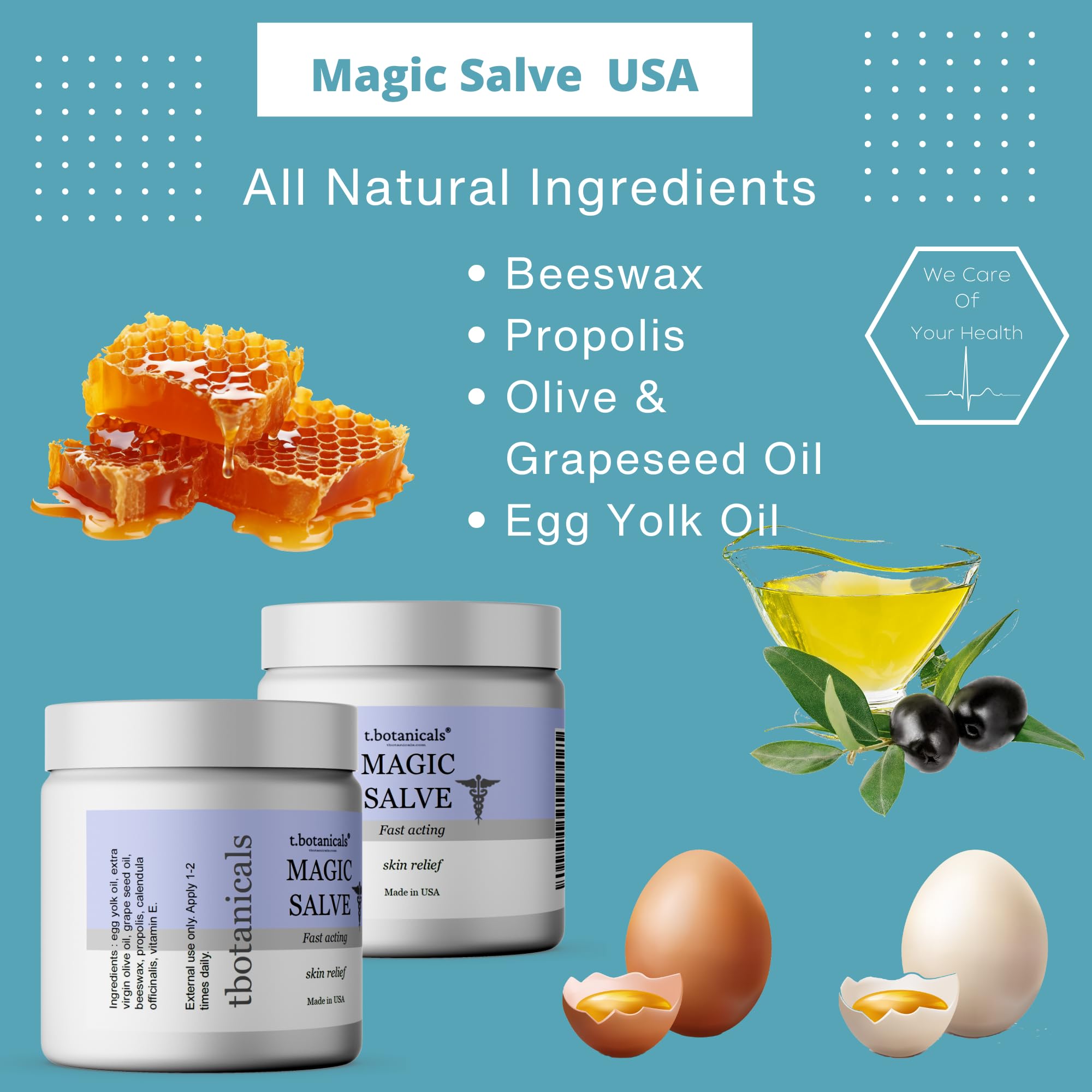 Beeswax & Propolis Magic Salve for Skin Disorders Advanced Relief with Egg Yolk Oil