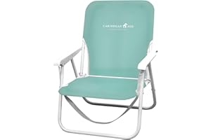 CARIBBEAN JOE Folding Beach Chair, 1 Position Lightweight and Portable Foldable Outdoor Camping Chair with Carry Strap