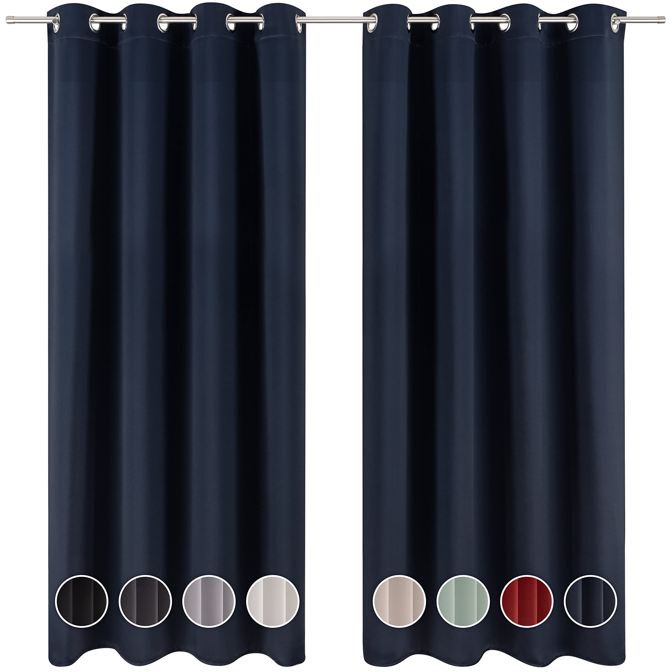 Blumtal Blackout Curtains - Set of 2 Eyelet Curtains - Easy Installation, Maximum Protection, Black Out for Bed and Living Room, Navy, 132 x 160 cm (52″ x 63″)