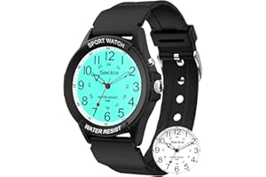 SOCICO Watch for Men Women Big Face Classic Analog Quartz Sports Backlight Unisex Waterproof Nurse Watch for Medical Army Military Time with Second Hand Easy to Read Casual Wristwatch