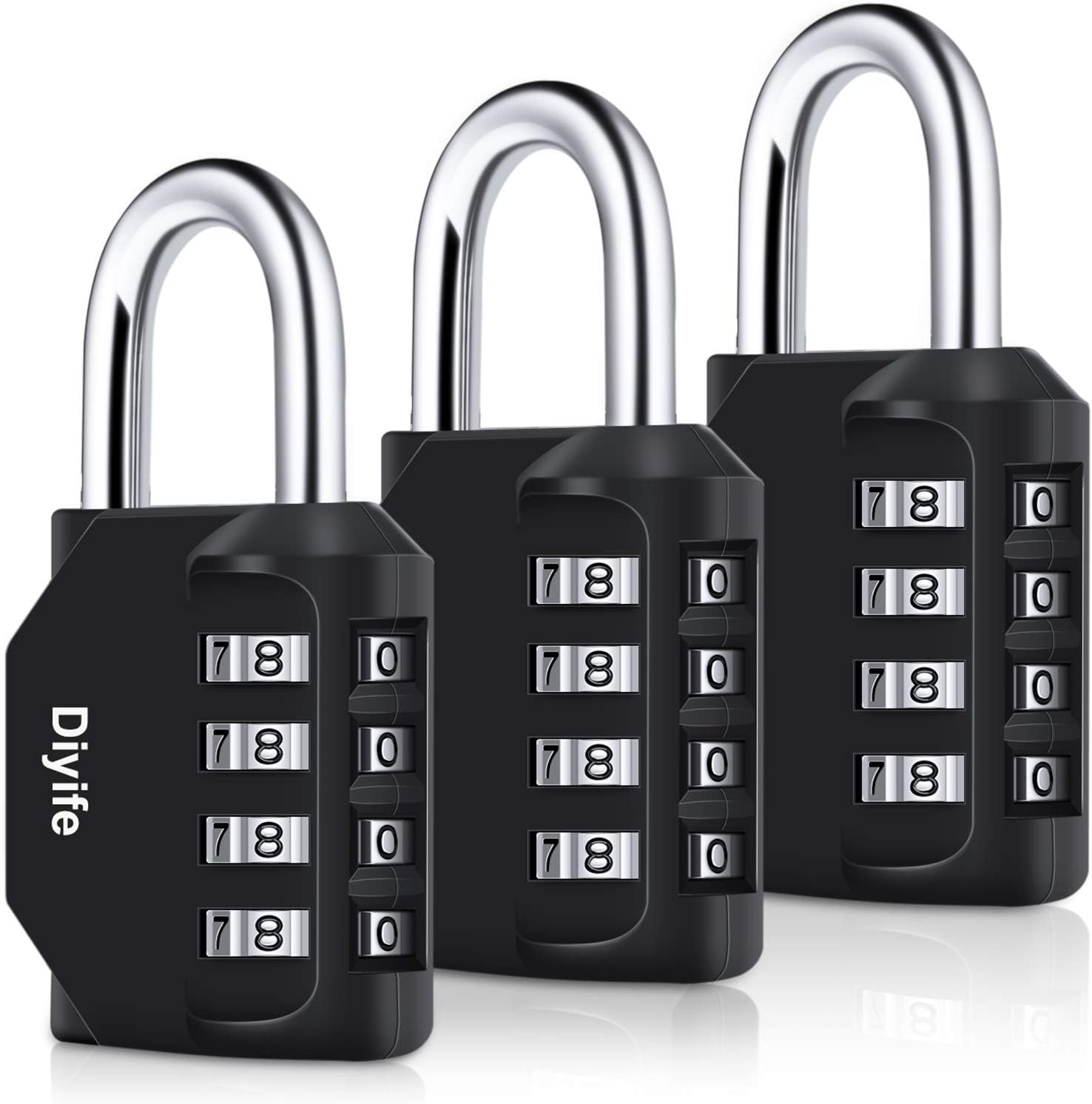 Combination Padlock, [3 Pack][Upgraded Version]Diyife® 4 Digit