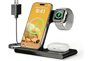 3-in-1 Wireless Charger Stand for Apple:Foldable Fast Charging Station for iPhone 17 16e 16 15 14 13 12 Pro Max, AirPods, Wat