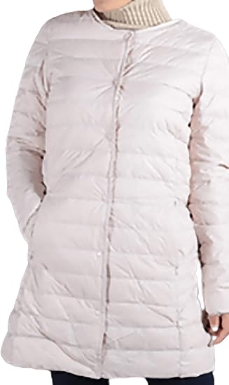 Amazon クローバーデポ インナーダウン レディース ロング ライトダウン 2way ダウンジャケット ダウンコート ノーカラー コート ポケッタブル 軽量 B コート ジャケット 通販