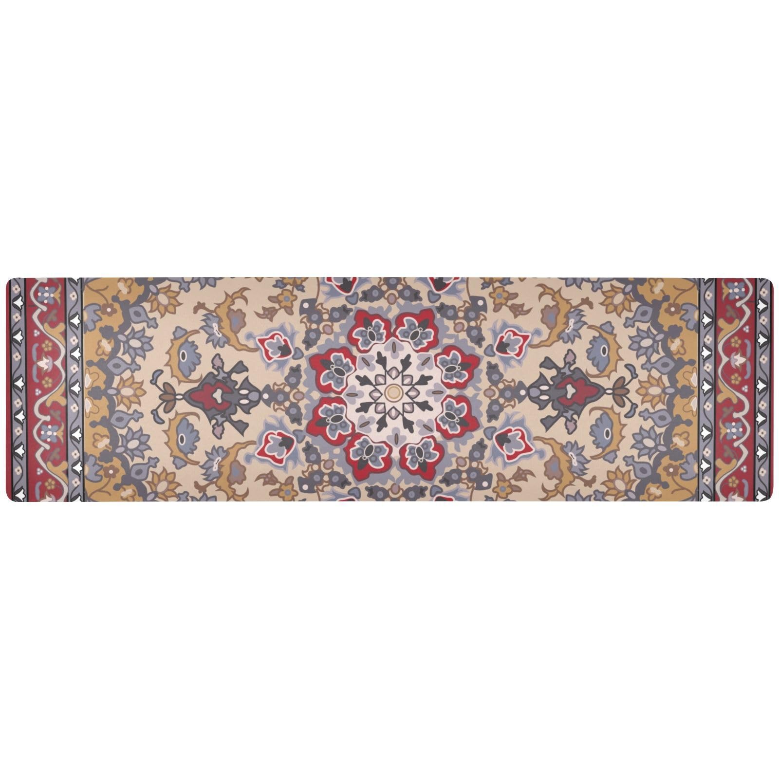 Photo 1 of 2 in 1 Table Runner Trivet for Hot Pots and Pans Heat Resistant Non Slip Waterproof 39 x 12 Inch Decorative Table Protector for Kitchen Countertop Boho Retro