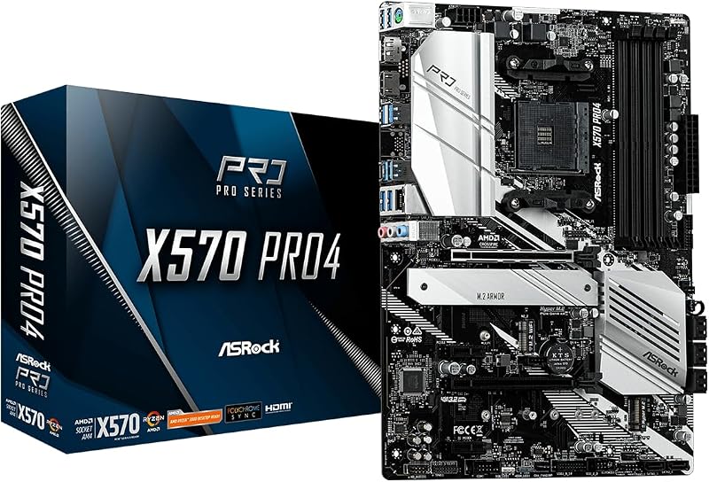 ASRock X570 Pro 4 Motherboard AM4 DDR4 HDMI DP ATX PCIe 4.0 M.2 Heatsink RGB
