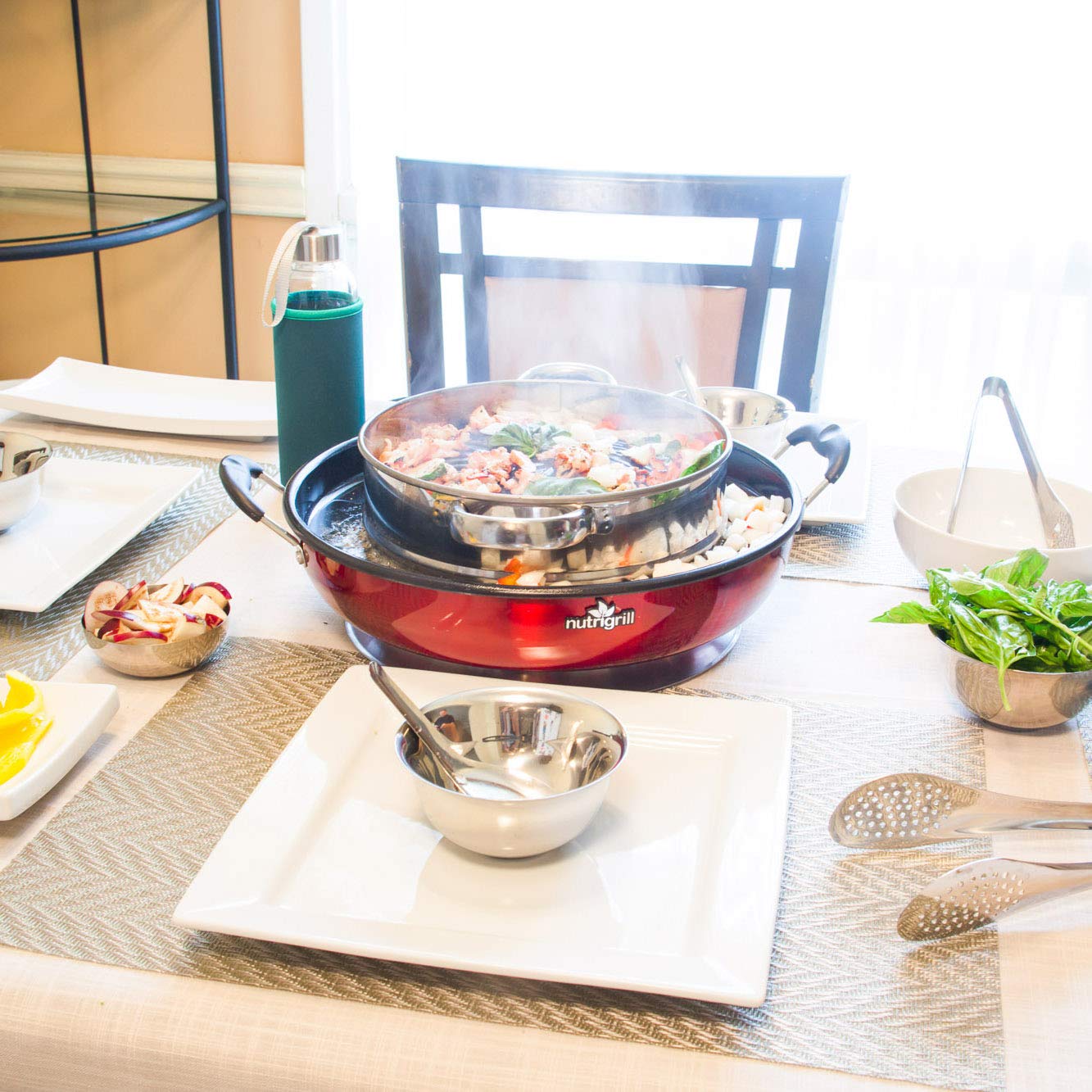 NutriGrill Electric Grill With Accessories Healthy Smokeless Cooking BBQ Grill, Portable Mini