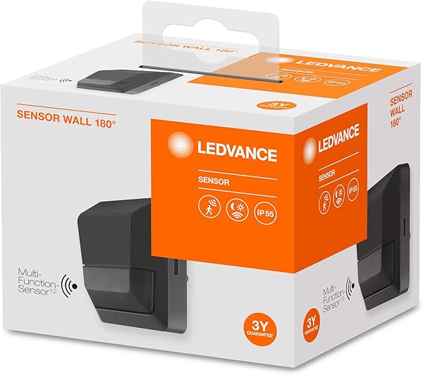 LEDVANCE Sensor fr Wandmontage 180 Grad Erfassungsradius IP55 Schutzklasse Dunkelgrau SENSOR WALL