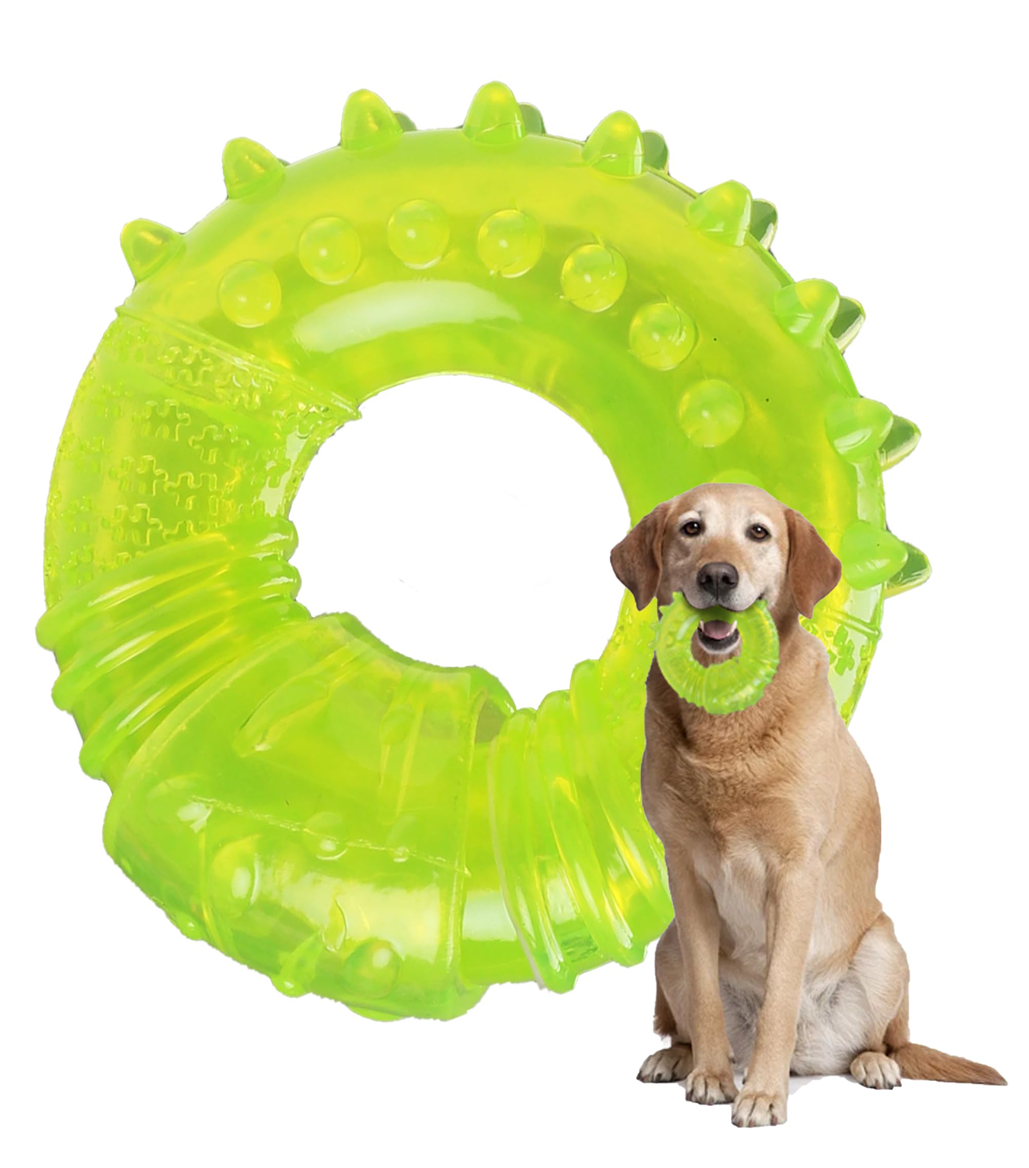 SPOFLY Teething Chew Toys Teething Ring Toy for Medium to Large Dogs, Boredom and Stimulating Puzzle Toy, Dog Treat Dispenser, Durable Dog Chew Toy for Aggressive Chewers (Large Size)