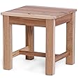 VICTORY RELAX 12 Inch Wooden Step Stool, Small Nature Beach Chair Under Desk, Indoor Acacia Wood Short Footstool for Living Room, Kitchen, Bathroom