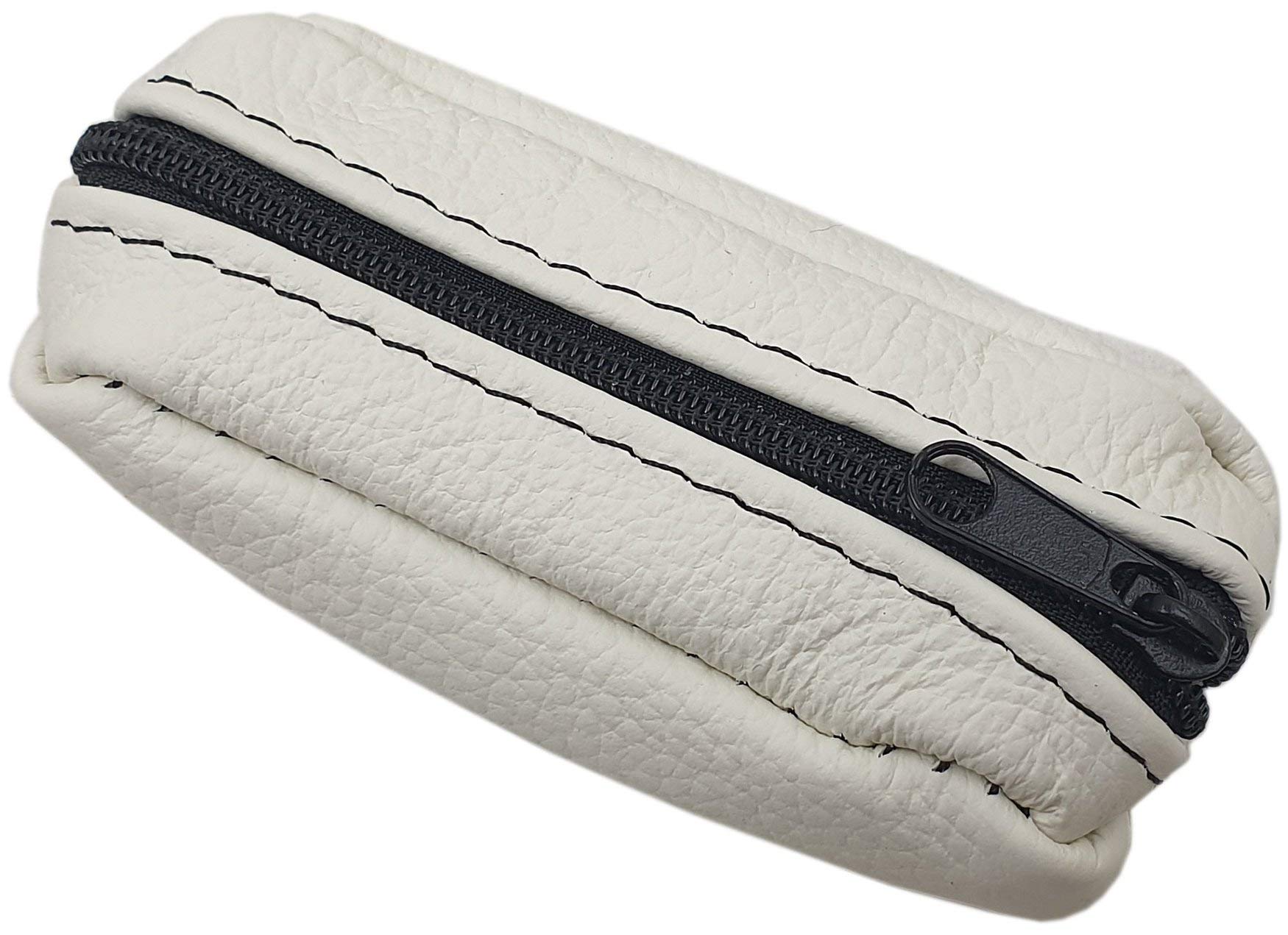 myledershop Small Genuine Leather Key Case, 1 Compartment, Key Ring Attachment, White, One Size, Compact Pouch — image 1