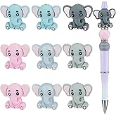 HUAAPLEVLA 10Pcs Unique Silicone Beads for Keychain Making 3D Animal Focal Beads for Beaded Pens Bracelets Jewelry Making DIY Crafts(Elephant)