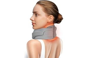 BETOVIN Heated Neck Brace Cervical Collar - Neck Support Brace with Heating Pad, Soft Foam Wraps Keep Vertebrae Stable and Aligned for Relief of Cervical Spine Pressure for Women & Men (M Size) Grey