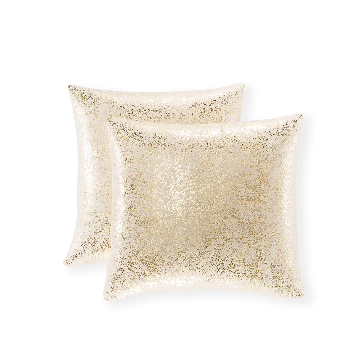 Photo 1 of Xinrjojo Super Soft Sparkling Decorative Solid Color Square Cushion Cover Handmade Pillowcase with Hidden Zipper, 2 Packs, 18x18 inch (Bronzing- Champagne)