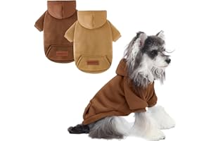 BAOBICUTE 2 Pack Dog Hoodie Warm Hood Dog Sweater Cold Weather Small Dogs Sweatshirt Comfort Pet Clothes for Small Medium Dogs with Pockets Cats Chihuahua Clothes for Male Female Girl Boy Sporty Daily Wear