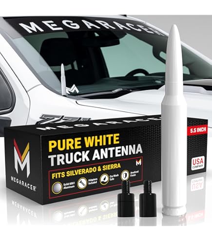Turcee Antenna A Proiettile Per Auto - 14 Cm, In Lega Di Alluminio E Rame, Accessorio Esterno Per Pick-up Ford F150 F250 RAM, Nero, Con 8 Adattatori - 2