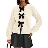 PRETTYGARDEN Cardigan Sweaters for Women Fall Fashion 2026 Bow Tie Front Long Sleeve Knit Sweater Tops Cute Winter Clothes