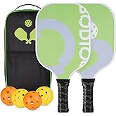 Pickleball Paddles Set of 2 Pickleball Set with Fiberglass Surface Polypropylene Honeycomb Core Pickleball Paddle Non-Slip Grip Lightweight Pickleball Rackets with 4 Pickleballs and Carry Bag
