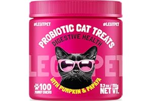 LEGITPET Probiotic Cat Treats with Prebiotics – Digestive Support Soft Chews with Pumpkin & Papaya – Supports Gut Health, Stool Quality & Immune Function – 100 Pet Chicken-Flavored Chews