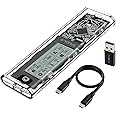 ShuoLe M.2 NVMe SSD Enclosure with LCD Screen, USB 3.2 Gen 2 (10 Gbps), Transparent External Solid State Drive Adapter for 2280 PCI-E M and B&M Keys, USB Type C Converter Case