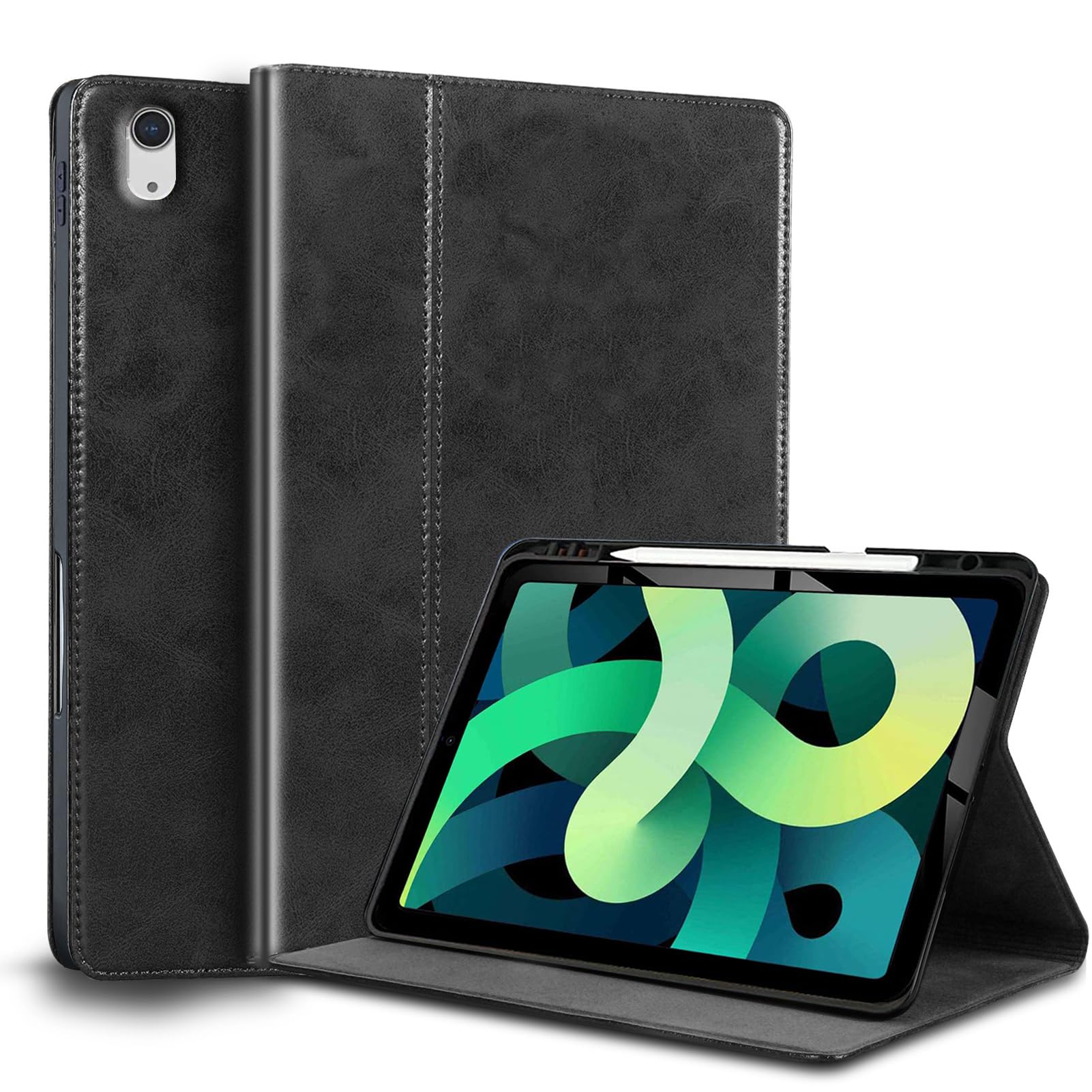 Gexmil Leather Case for iPad (A16) 11th Generation 11 Inch 2025, iPad 10th Generation 10.9 Inch 2022,Protective Cover with Pencil Holder，Auto Sleep/Wake,Anti Slip,Black